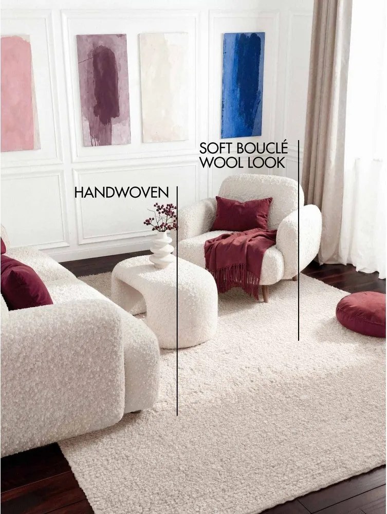 Slonovinový ručne tkaný koberec z materiálu buklé 160x230 cm Notting Hill Portobello – Ted Baker