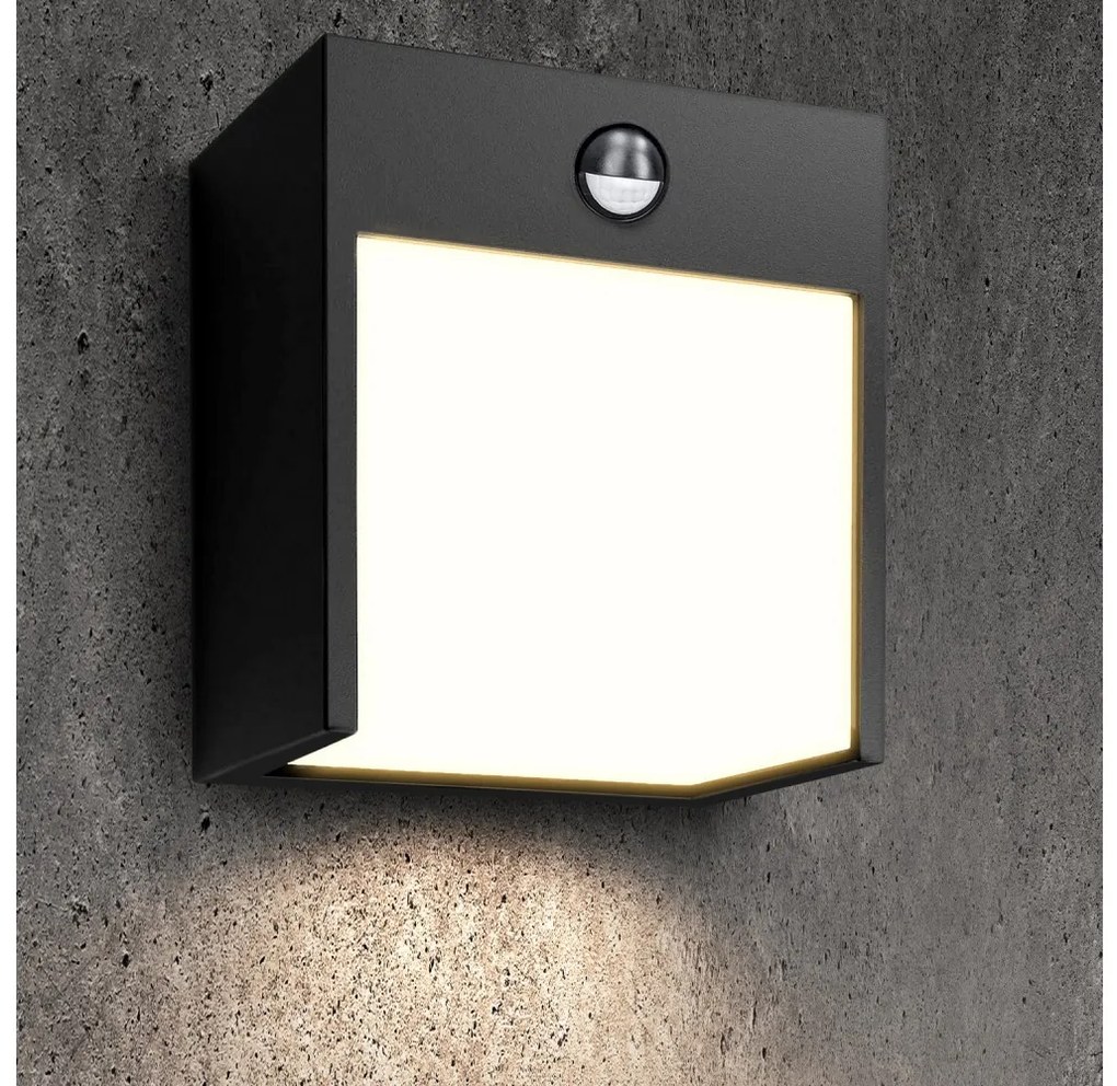 Brilagi-LED Vonkajšie nástenné svietidlo so senzorom TERNI LED/12W/230V čierna IP44