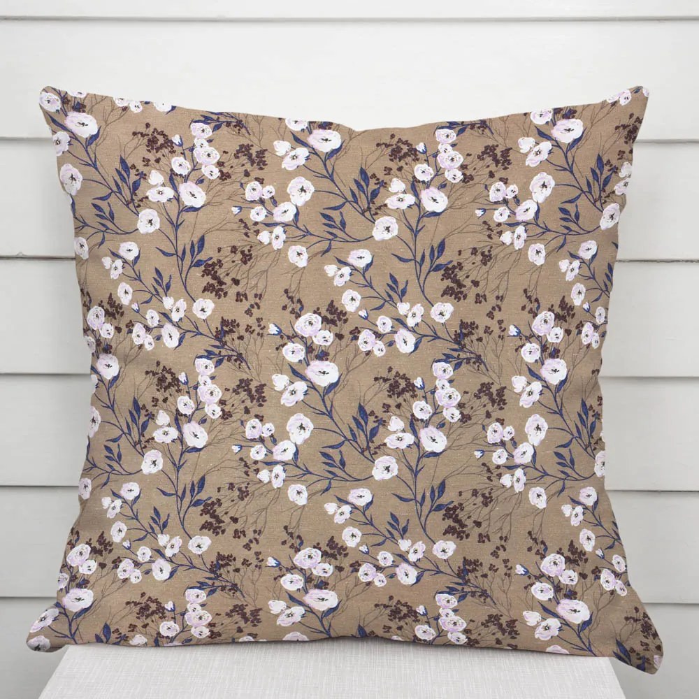 Biante Dekoračná obliečka na vankúš PML-036 Popínavé kvety na hnedom 60 x 60 cm