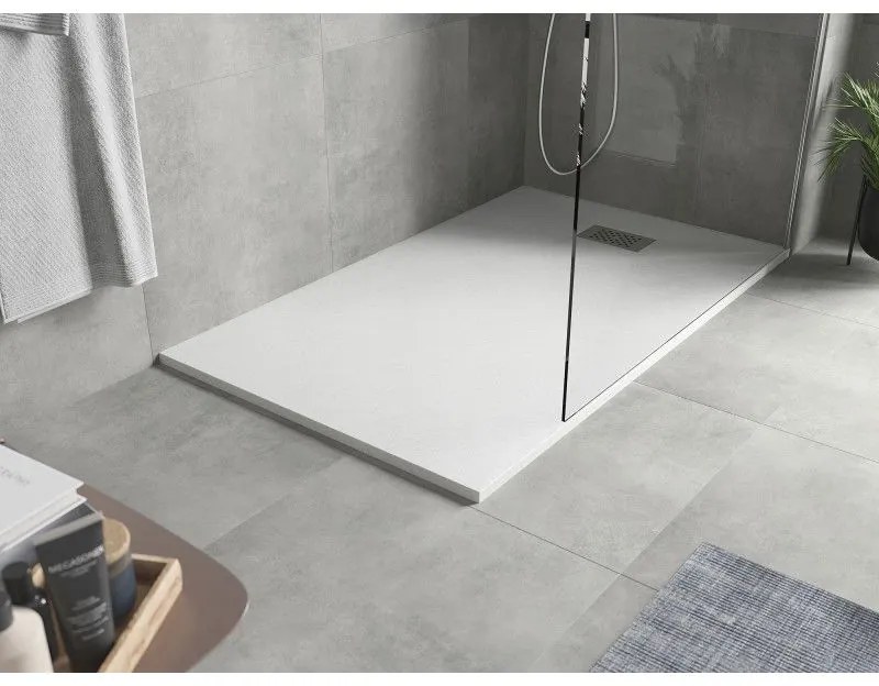 Mexen Hugo, obdĺžniková sprchová vanička SMC 160 x 70 cm, biela, oceľová krytka, 42107016-X