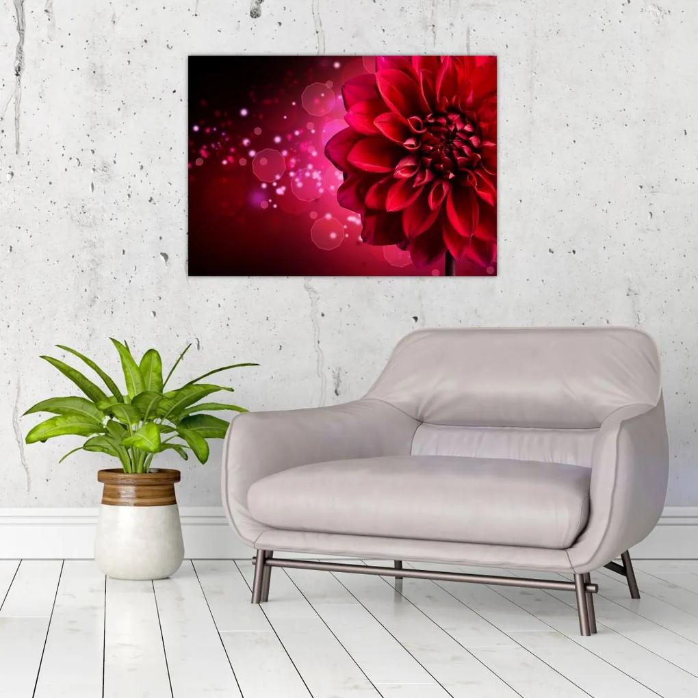 Sklenený obraz červené kvety (70x50 cm)