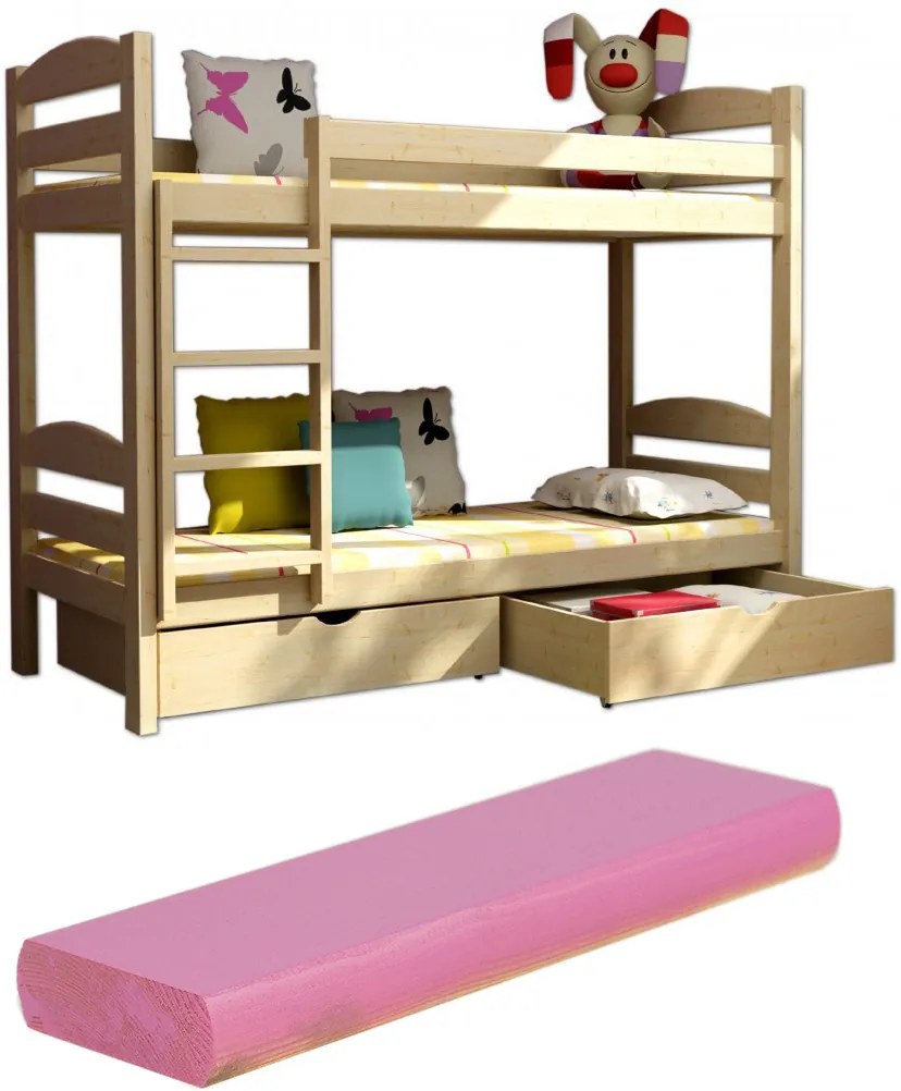 FA Poschodové postele Paula 4 200x90 Farba: Ružová (+44 Eur), Variant bariéra: Bez bariéry, Variant rošt: S roštami