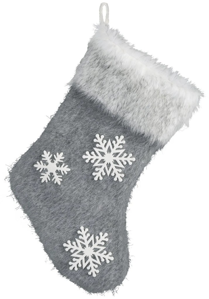 VIANOČNÁ PONOŽKA NA KRB SNOWFLAKE 22X45 CM SIVÁ