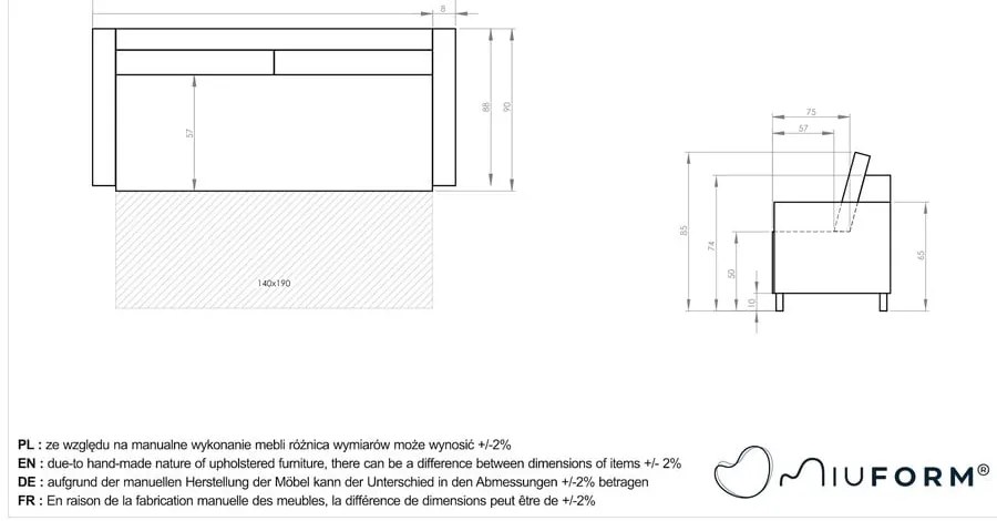 Tmavosivá rozkladacia pohovka 207 cm Simon – Miuform