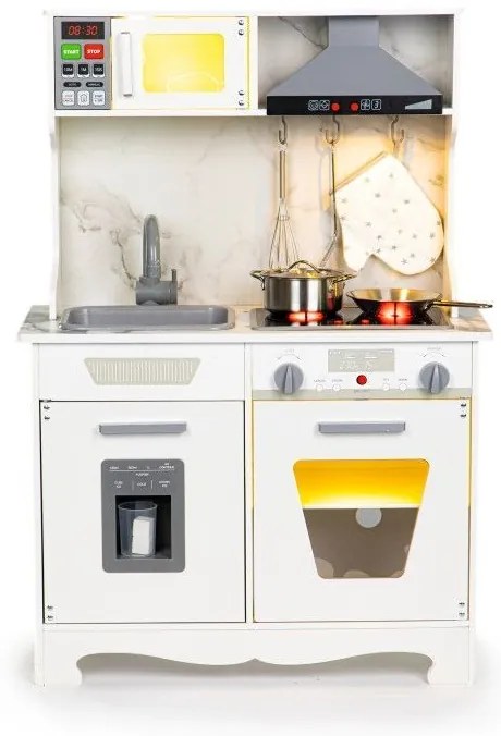 Drevená detská kuchynka so svetelnými a zvukovými efektmi + príslušenstvo