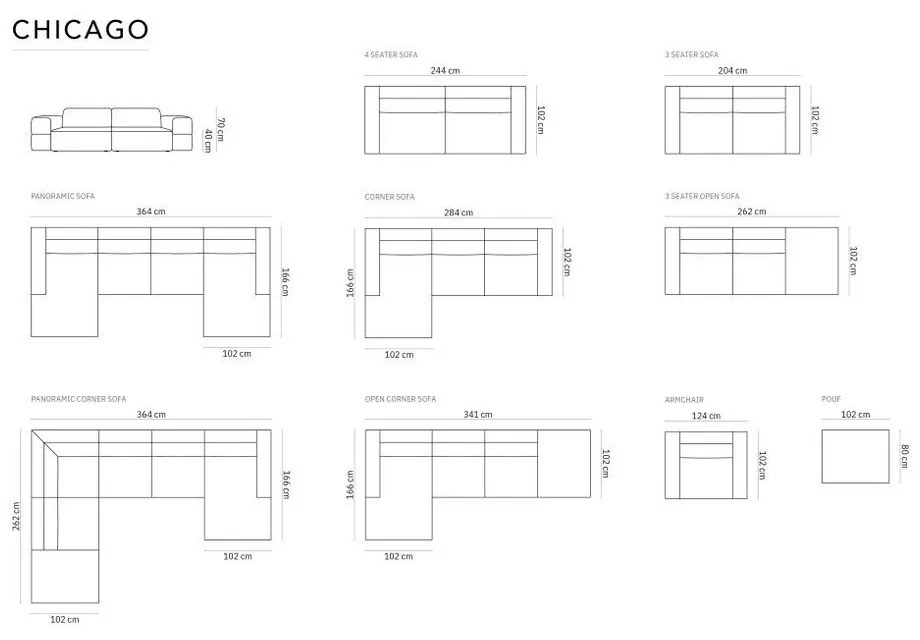Modrá rohová pohovka (ľavý roh) Chicago – Cosmopolitan Design