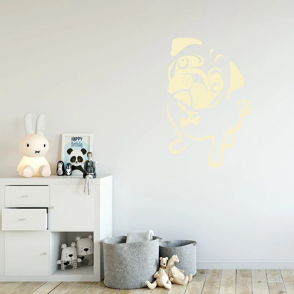 Veselá Stena Samolepka na stenu na stenu Mopslík Farba: černá