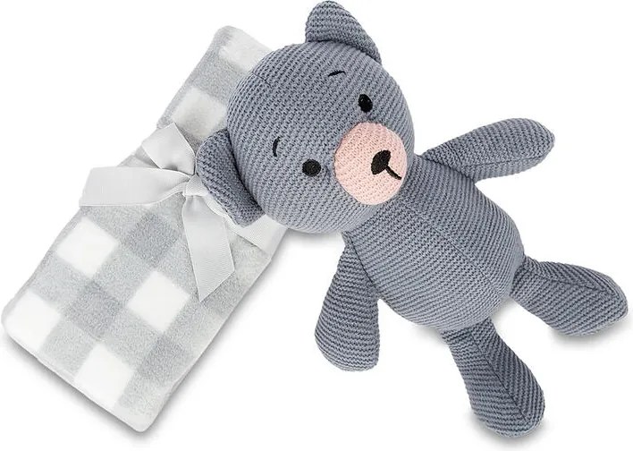 Mikroplyšová deka s pleteným medvedíkom