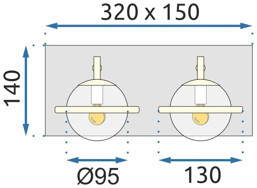 Toolight, nástenné svietidlo 2xG9 APP1221-2W, čierna-zlatá, OSW-40029