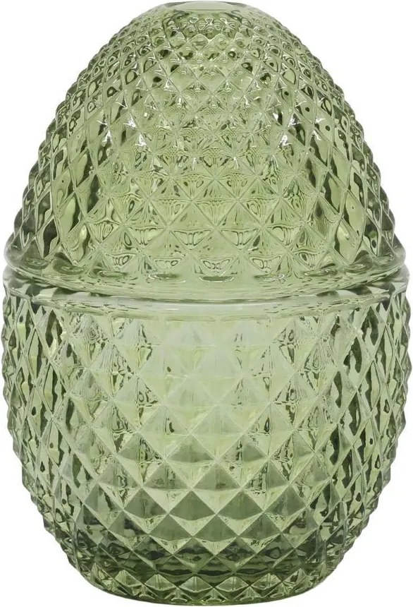 Zelená sklenená dóza vajíčko Saint-Émilion - Ø 8*12 cm
