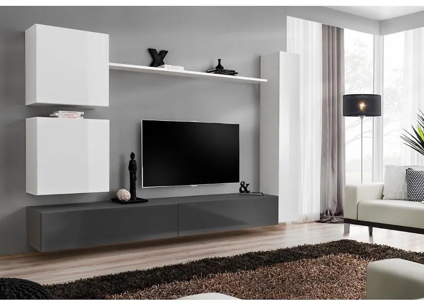 Obývacia stena Switch VIII biela/grafit