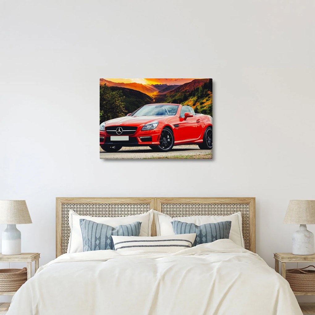 Obraz - červený Mercedes (70x50 cm)