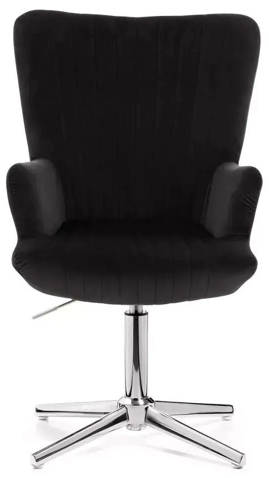 LuxuryForm DESIGN Kreslo AMADEO VELUR na striebornom kríži - čierne