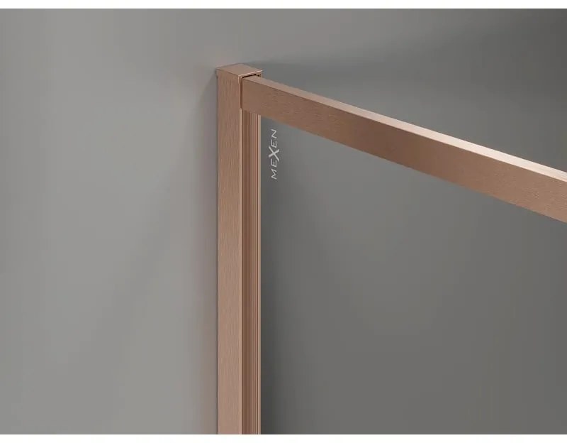 Mexen Kioto-F, sprchová zástena s rámom 100 x 202 cm, 8 mm číre sklo, profil medená matná, 800-100-104-65-00