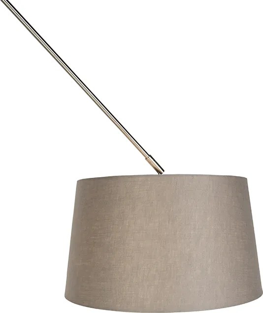 Oceľové závesné svietidlo s tienidlom z ľanového plátna v odtieni taupe 35 cm - Blitz