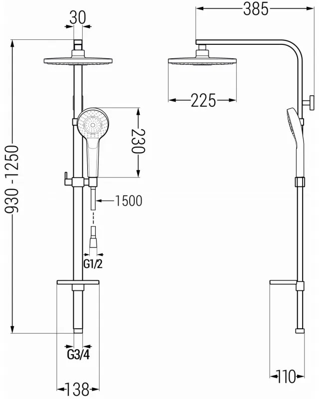 Mexen - Q05 sprchový set s hornou hlavicou Circle, biela, 798050595-20