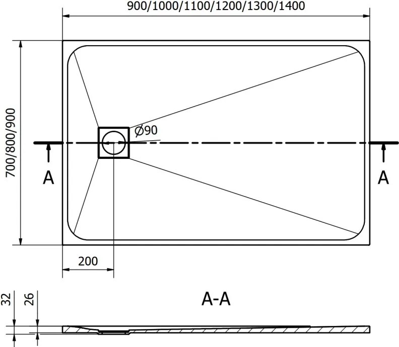 Mexen Bert obdĺžnikový sprchovací kút SMC 90 x 80 cm, biely - 4K108090