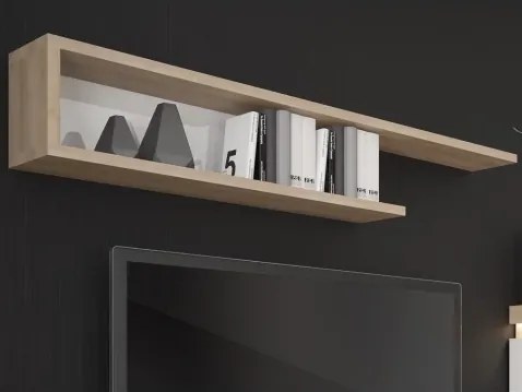 Nástenná polica s priehradkou Lyon 140 cm, dub riviéra/biely lesk%