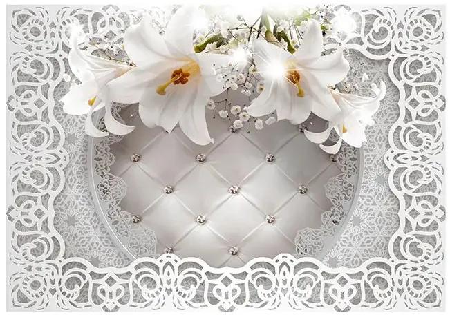 Fototapeta - Lilies and Quilted Background Veľkosť: 100x70, Verzia: Premium