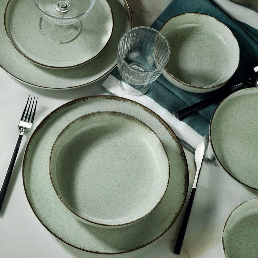Porcelánová sada 24 ks talířů GreenFantasy zelená