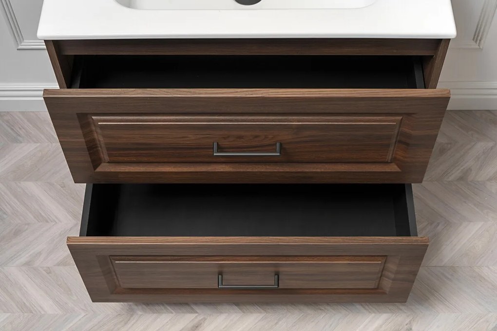 Koupelnová sestava Dorothy s deskou a zrcadlem 80 cm dub ristretto