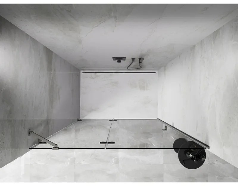 Mexen, Mexen Lunar ľavé otočné sprchové dvere 140 cm, transparentné, brúsený nikel - 834-140-000-97-00-L