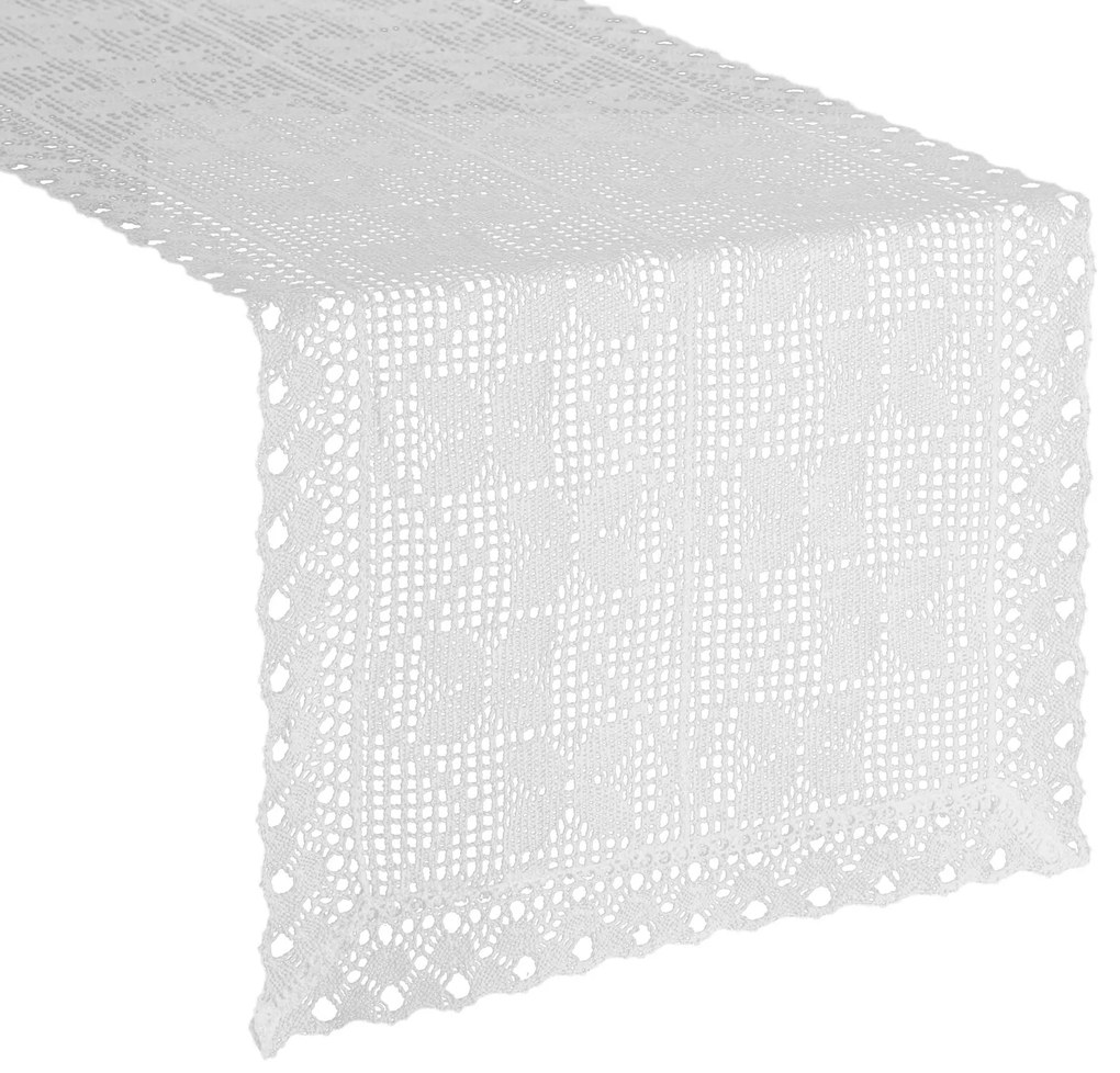 EUROFIRANY AŽÚROVÝ BEHÚŇ NA STÔL MARTHA 40X140 CM BIELY