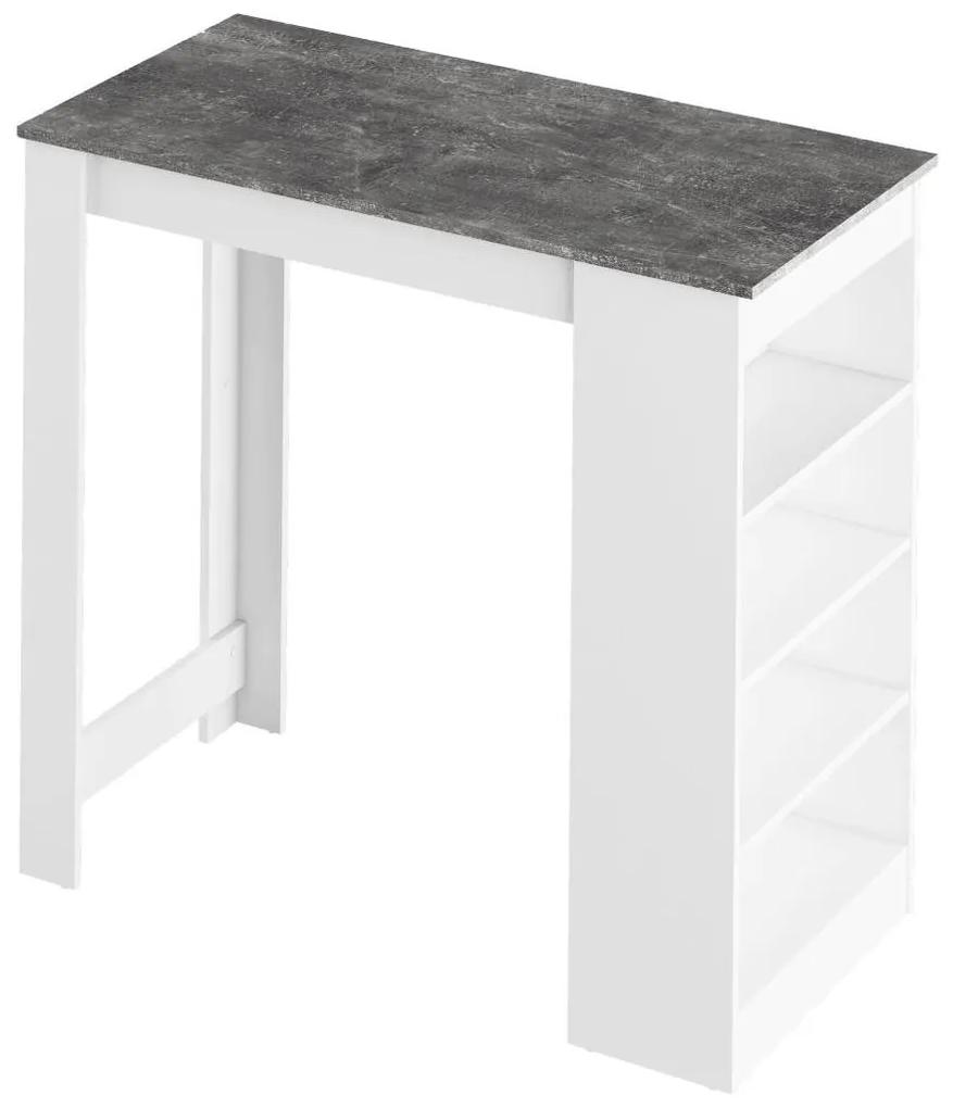 Tempo Kondela Barový stôl, biela/betón, 117x57 cm, AUSTEN