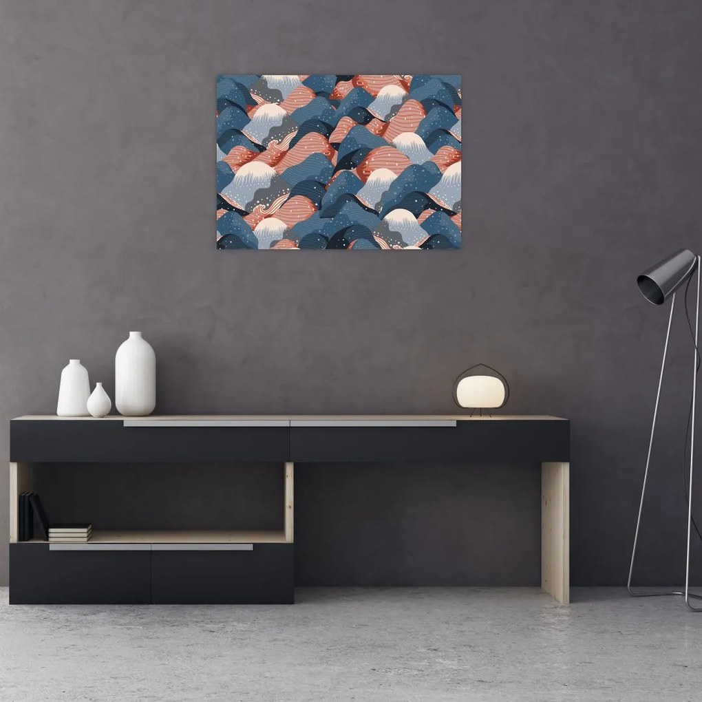 Sklenený obraz - Vlny a kopce (70x50 cm)