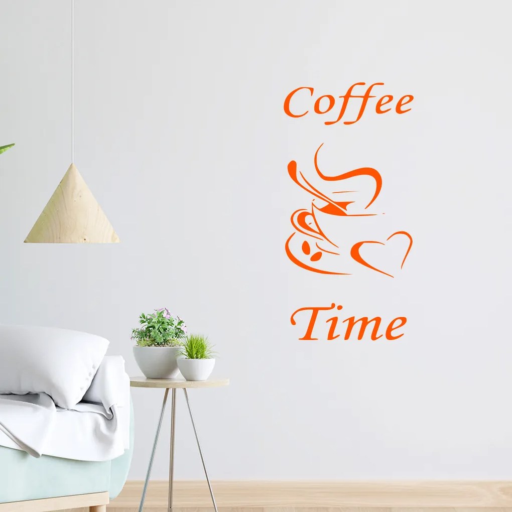 Veselá Stena Samolepka Coffee time Farba: hnedá, Veľkosť: 100 x 50 cm