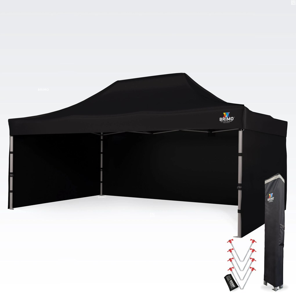 BRIMO Nožnicový párty stan PREMIUM ALU 4x6 m s 3 stenami čierny