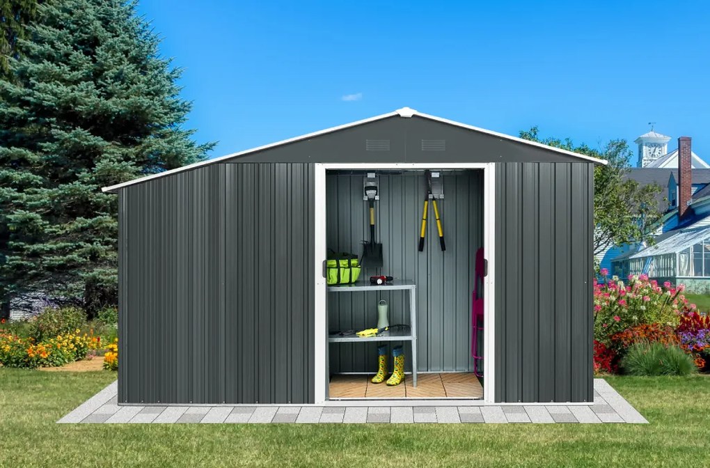 Záhradný domček s drevníkom BestBerg ZDD-6A / 6 m² / 322 x 196 x 196 cm / šedá