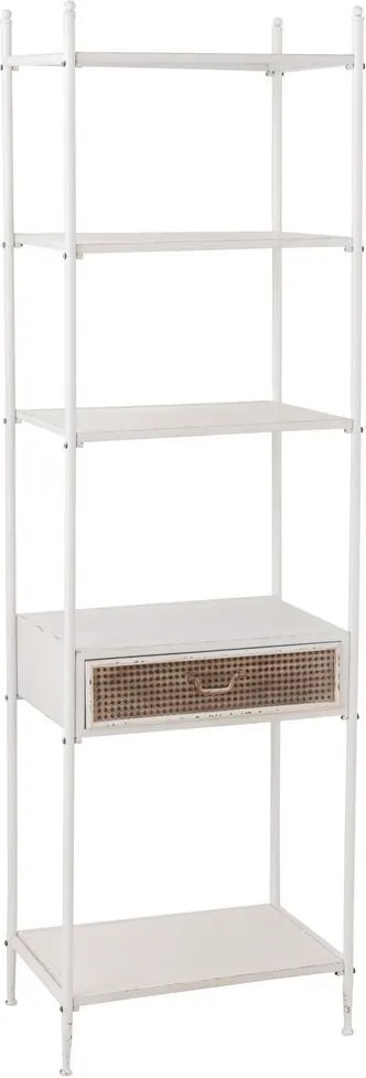 Biely antik kovový policový regál so šuplíkom Valio White - 55*37*185cm