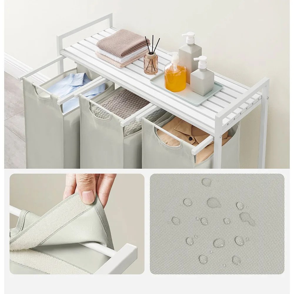 Trojdielny kôš na bielizeň, krémový