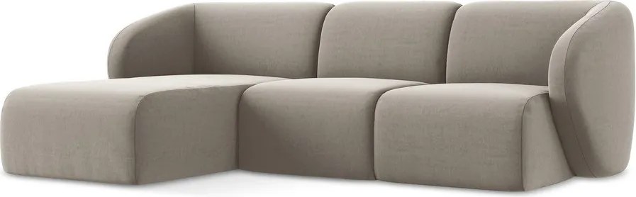 Svetlohnedá zamatová rohová pohovka (ľavý roh/s leňoškou) Lani – Makamii