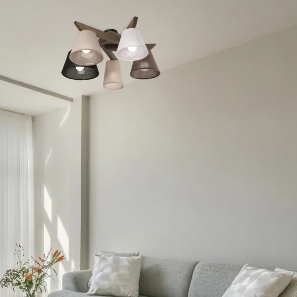 Brilagi - LED  Prisadený luster ANTHONY 5xE14/40W/230V dub orech