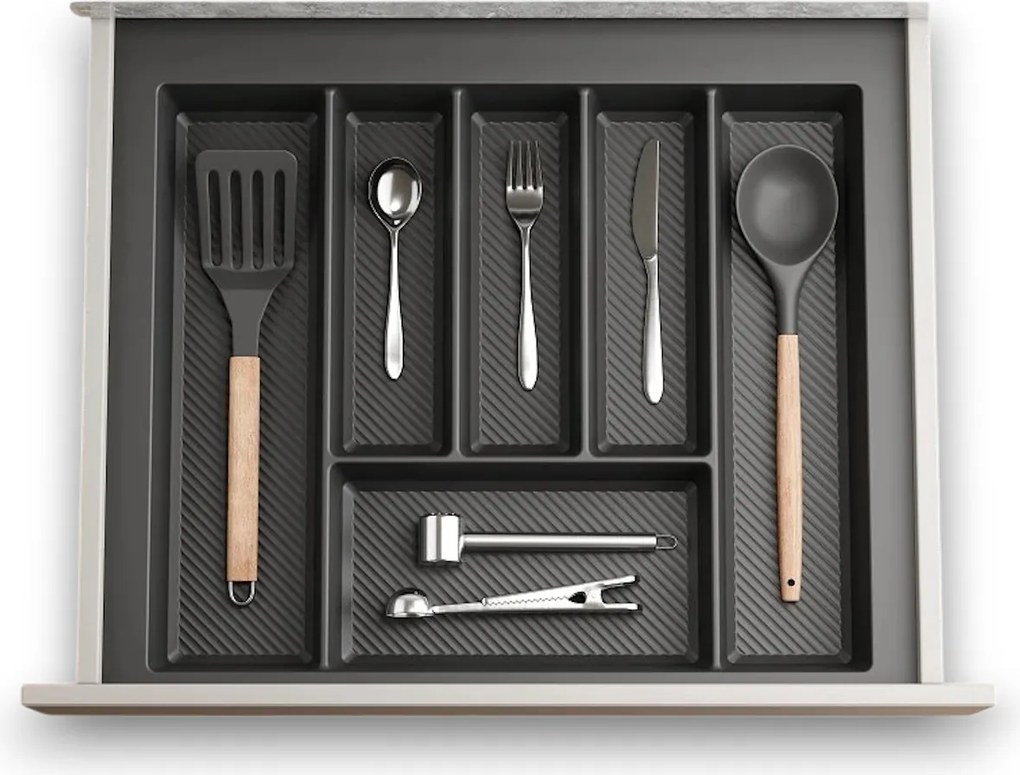 IN-DURO Príborník STRIPES 49 - 55 cm s hĺbkou 42 - 49 cm, antracit