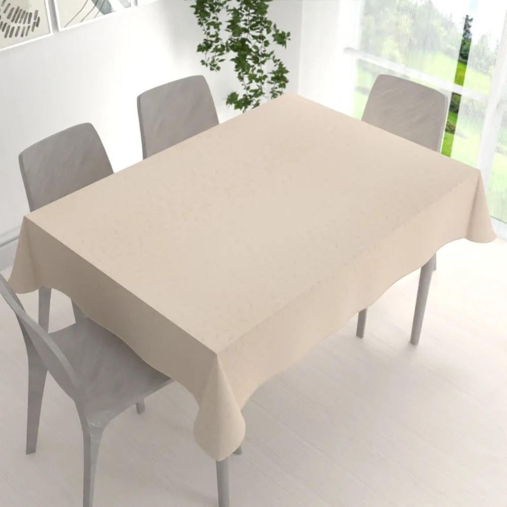 Biante Teflónový obdĺžnikový obrus TF-025 Popínavé lístky - béžový 120x160 cm