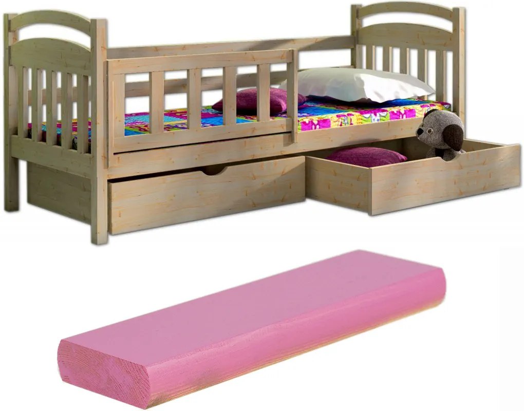 FA Oľga 1 200x90 detská posteľ Farba: Ružová (+44 Eur), Variant rošt: Bez roštu (-3 Eur)