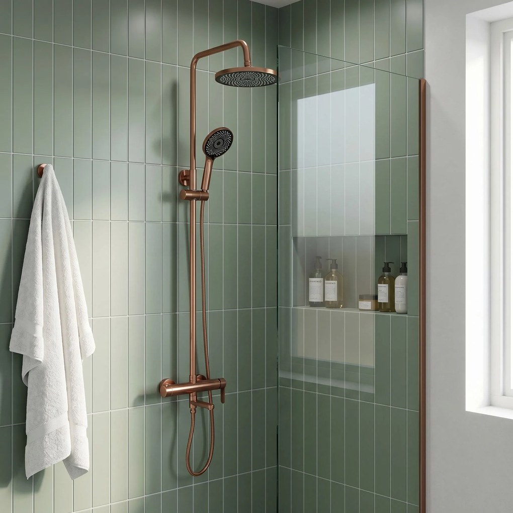 Rea Arcos, sprchový set s vaňovou výlevkou, medená matná, REA-P8715