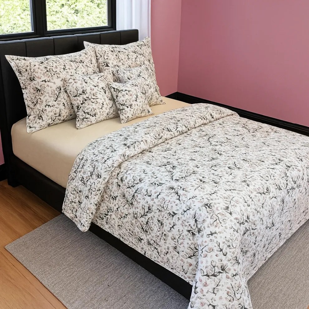 Kvalitex Bavlnené obliečky 5D 140x200 + 70x90 cm – Čerešňový kvet