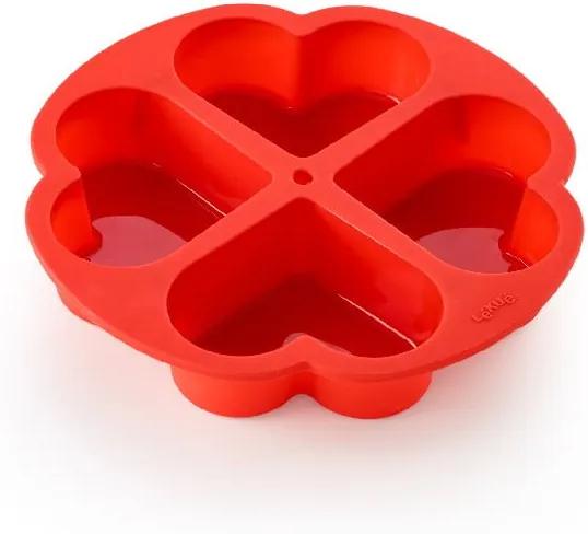 Červená silikónová deliaca forma na tortu v tvare srdca Lékué, ⌀ 25 cm