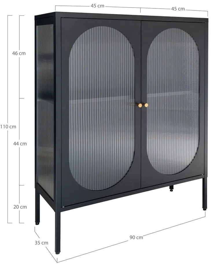 Čierna kovová vitrína 90x110 cm Adelaide – House Nordic