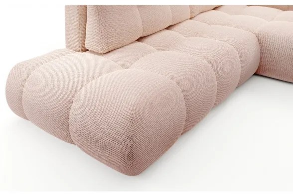 Rozkladacia rohová čalúnená sedacia súprava s úložným priestorom do tvaru L ALMADA pravá ružová