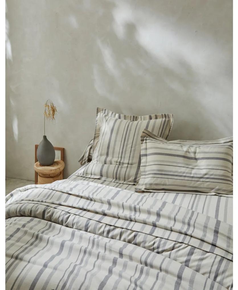Flanelová pruhovaná posteľná bielizeň s farbenými vláknami