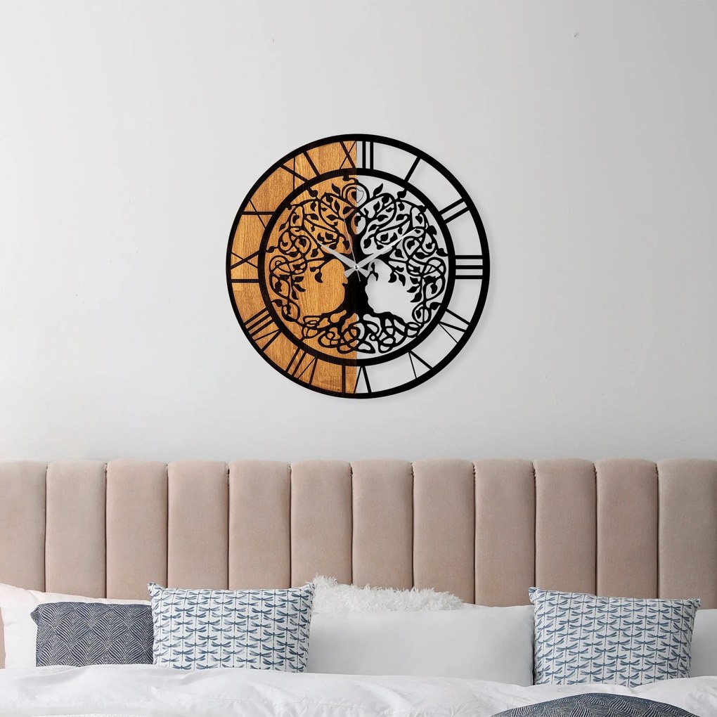 Dekoratívne nástenné hodiny WALLIE TREE LIKE 56 cm orech/čierne