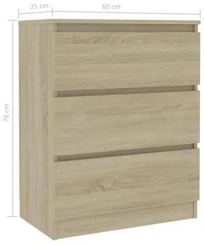 vidaXL Komoda, dub sonoma 60x35x76 cm, drevotrieska-