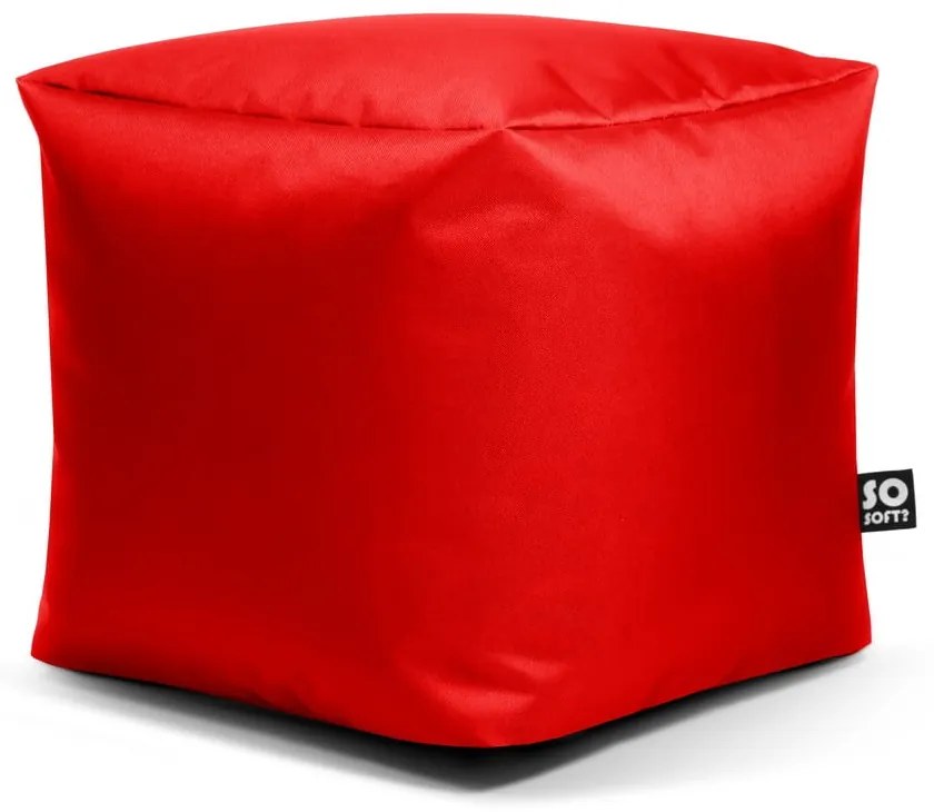 Červený detský sedací vak z imitácie kože Cube M – So Soft?
