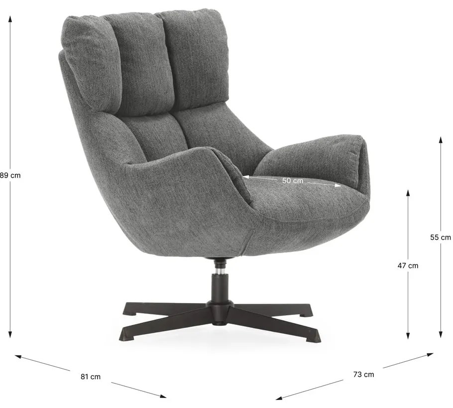 Sivé kreslo Odette – Marckeric