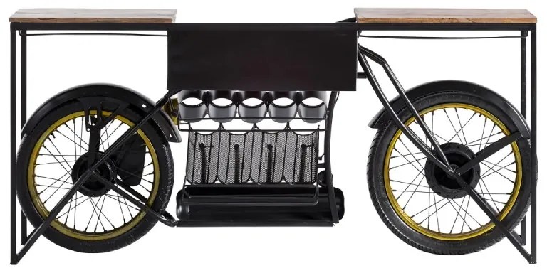 furniture-nabytek.cz - Masívny barový stôl Indian Black z mangového dreva a kovu, lakovaný, čierny – 180×40×85 cm